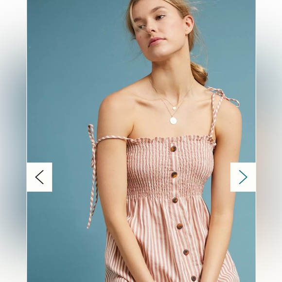 Faithfull Brighton Linen Dress pink and white striped - Picture 3 of 10